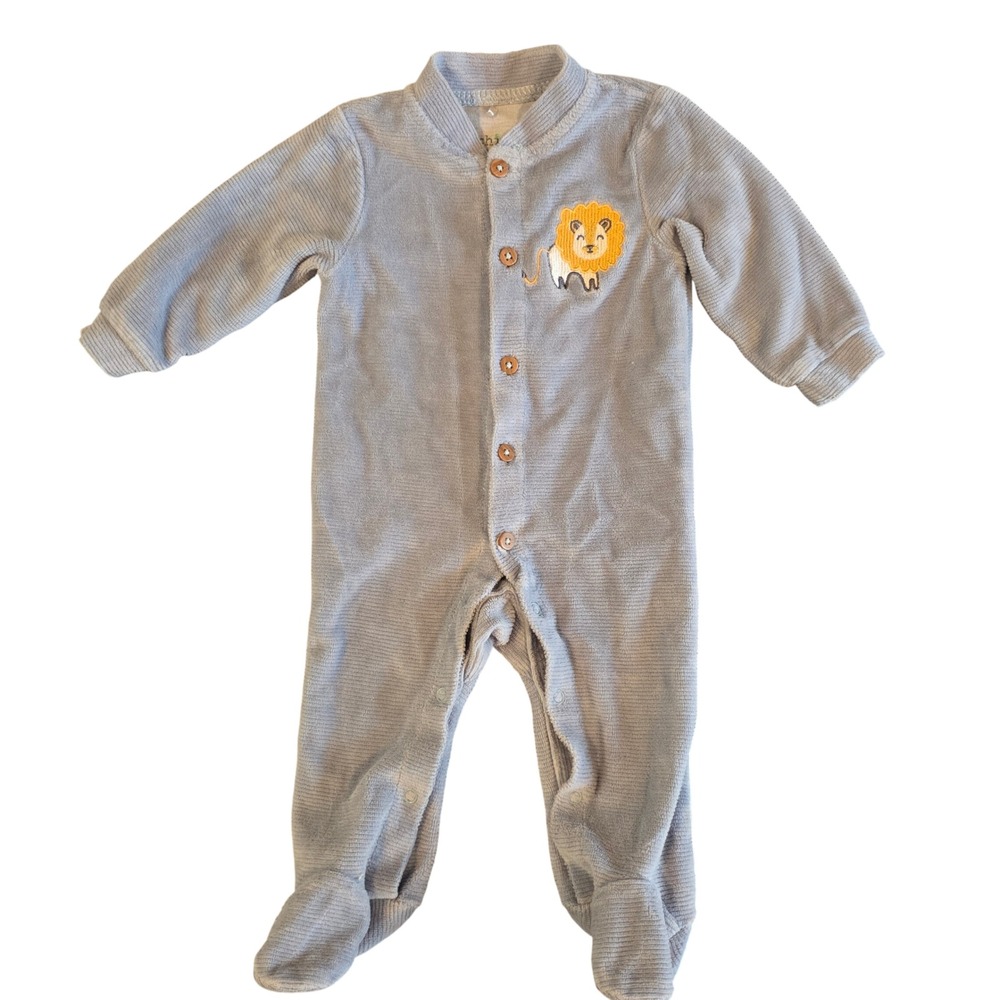 Chick Pea Baby Light Blue Corduroy  Embroidered Footed Sleeper 0-3M HE22533693